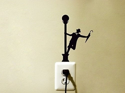 New Fashion   2pcs Singing in the Rain Decal Vinyl Sticker Music Classical Dancing Laptop