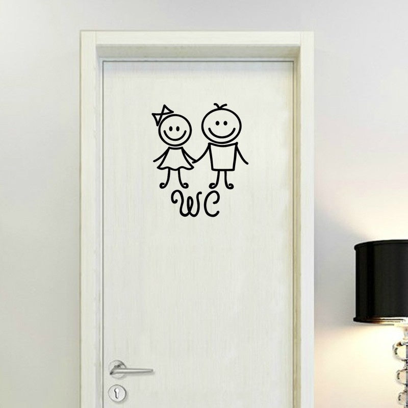 New Brand    Cartoon WC Sticker  Toliet Sticker Art Vinyl Humanoid Doll Wall Sticker