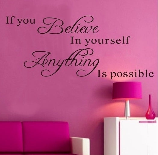 New Hot    Wall Sticker Black Quotes Believe Yourself Beauty Decol 27*11 IN Inspirational