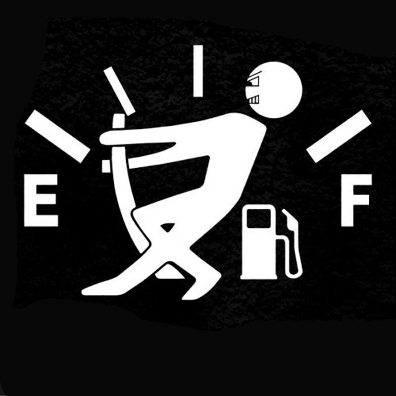 New Brand   12.7CM*9.2CM High Gas Consumption Decal Fuel Gage Empty Stickers Funny Vinyl JDM Car Stickers Car Styling Black Sliver