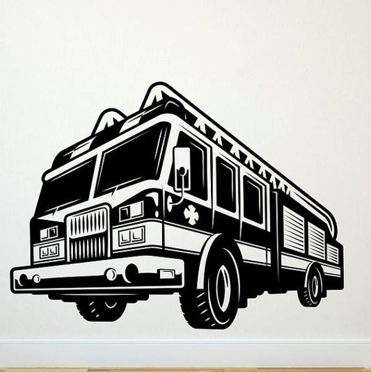 New Hot  Firetruck Firefighter Wall Decal Art Decor Sticker Gift Nursery Vinyl Firetruck Wall Decal Firetruck Decal Decor Firefighter Decal Decor