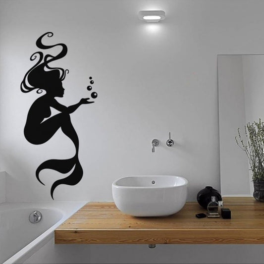 2018 NEW   Vinyl Wall Decals Mermaid Bathroom Bathtub Wall stickers Home Decor Toilet Decal DIY Removable Art Murals