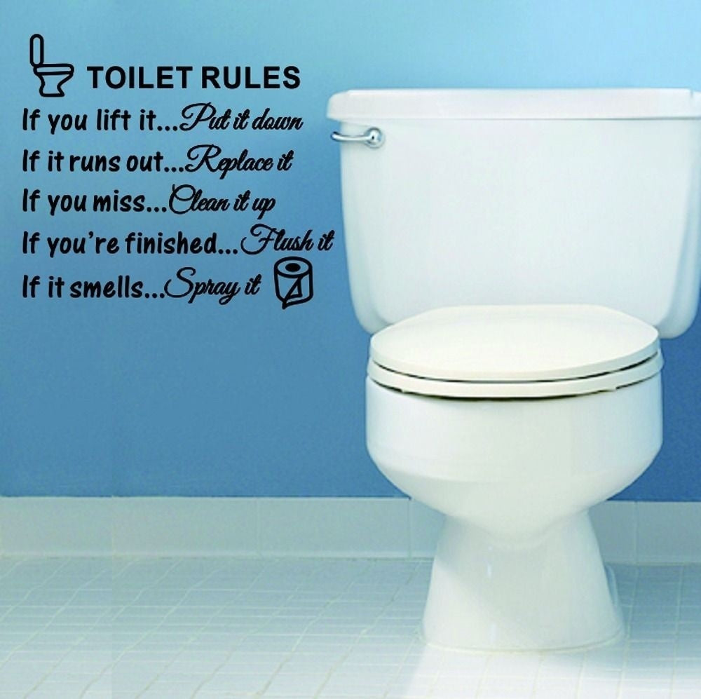New Brand  DIY Toilet Rules Bathroom Toilet Wall Sticker Vinyl Art Decals Home Decoration