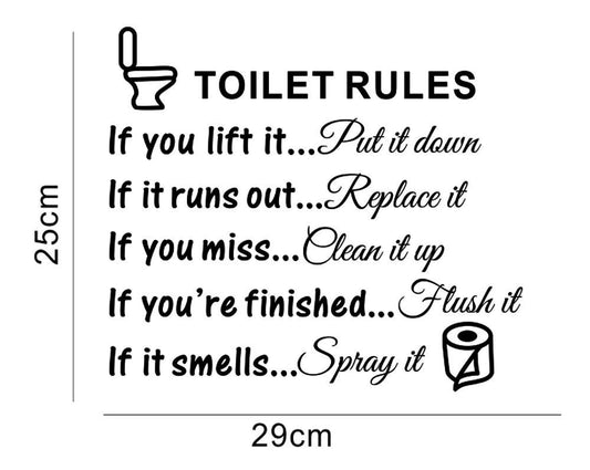 New Brand  DIY Toilet Rules Bathroom Toilet Wall Sticker Vinyl Art Decals Home Decoration
