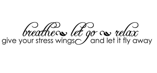 Breathe Let Go Relax Lettering Vinyl Wall Decal Quotes Wall Stickers Bathroom Decals Home Decor Decals