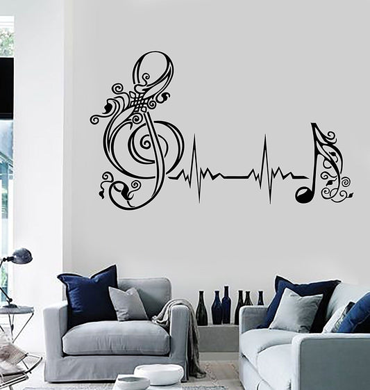 New Hot    Vinyl Wall Decal Musical Note Heartbeat Pulse Music Art Stickers