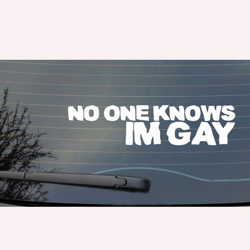 New Fashion  NO ONE KNOWS IM GAY Funny Car Bumper Sticker