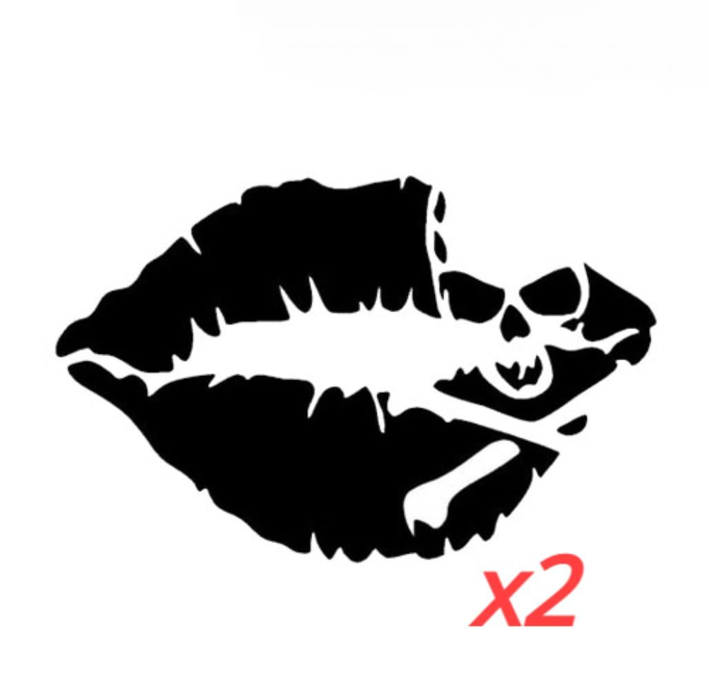 2X New Hot 10.1x6.5cm Kiss Mark Skull Lip Sexy Decal Sticker Girl Lipstick For Laptop Cars Truck Window Bumper Stickers