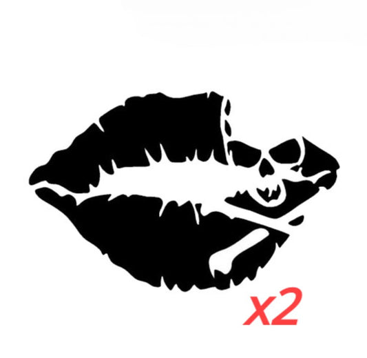 2X New Hot 10.1x6.5cm Kiss Mark Skull Lip Sexy Decal Sticker Girl Lipstick For Laptop Cars Truck Window Bumper Stickers