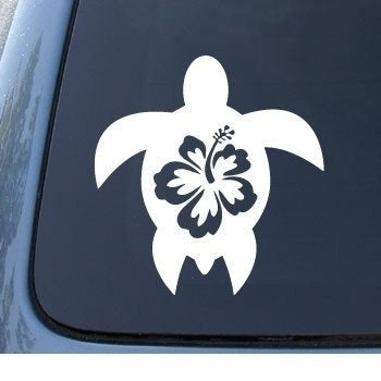 2018 NEW   HIBISCUS TURTLE - Tropical - Car, Truck, Notebook, Vinyl Decal Sticker