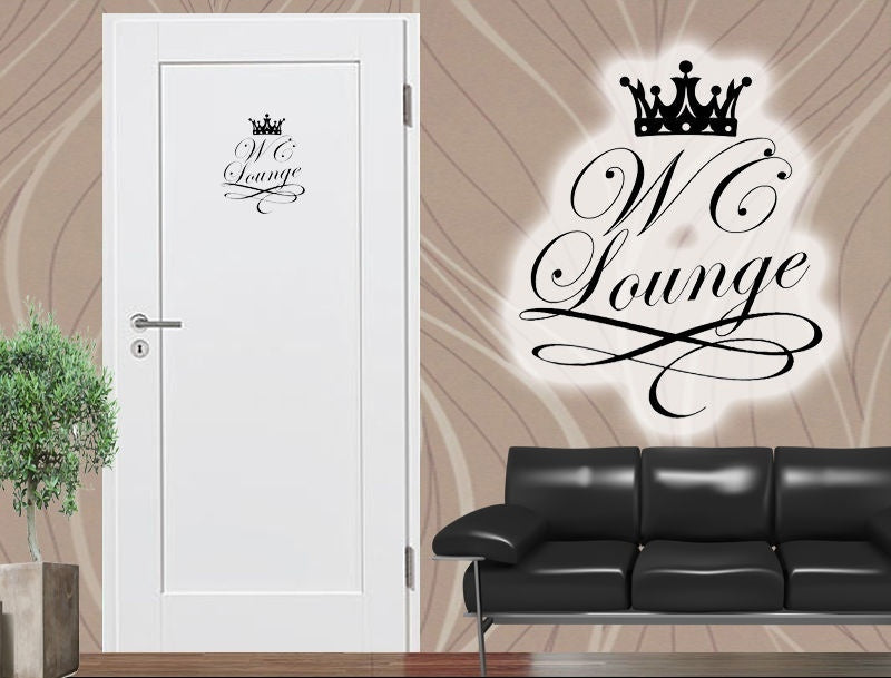New Hot WC Lounge Aufkleber mit Krone / Wandtattoo / Türschild / Sticker 22x27cm