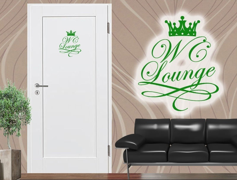New Hot WC Lounge Aufkleber mit Krone / Wandtattoo / Türschild / Sticker 22x27cm