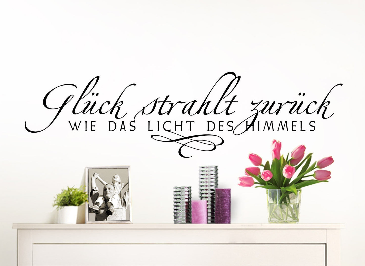 Hot Wandtattoo Wandsticker Wandaufkleber Sprüche Glück strahlt 85x23