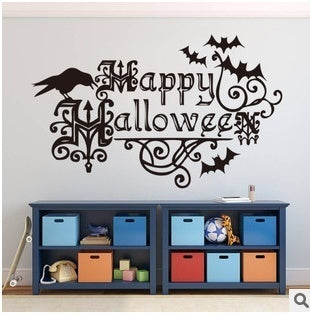 2018 NEW   Exquisite Happy Hallowmas home decor decal Vinyl Wall Sticker bat Removable DIY Kitchen Decor House Decals