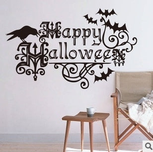 2018 NEW   Exquisite Happy Hallowmas home decor decal Vinyl Wall Sticker bat Removable DIY Kitchen Decor House Decals