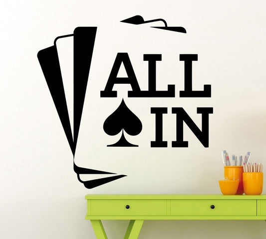 New Fashion   All In Poker Holdem Wall Sticker Vinyl Decal Home Room Interior Decoration Waterproof High Quality Mural
