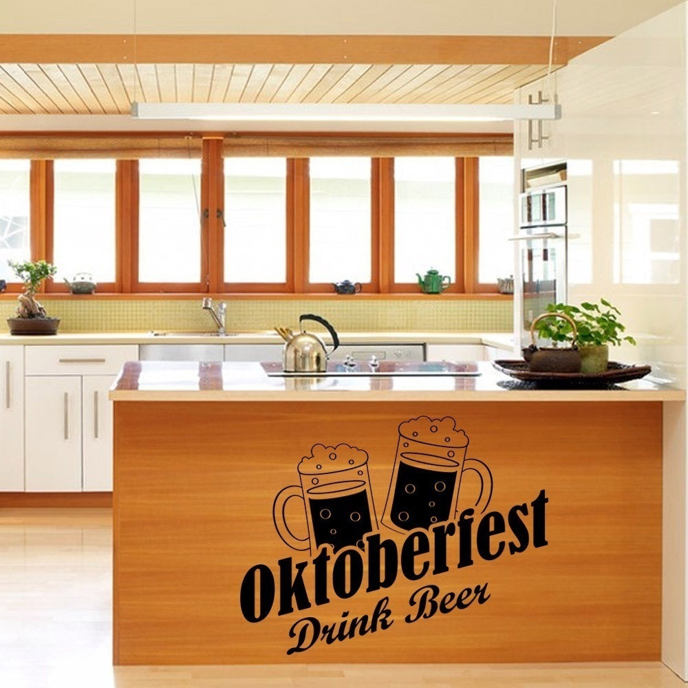 High-quality  Oktoberfest Drink Beer Vinyl Kitchen Wall Stickers Utensils Cutlery Restaurant Removable Wall Sticker Home Decoration