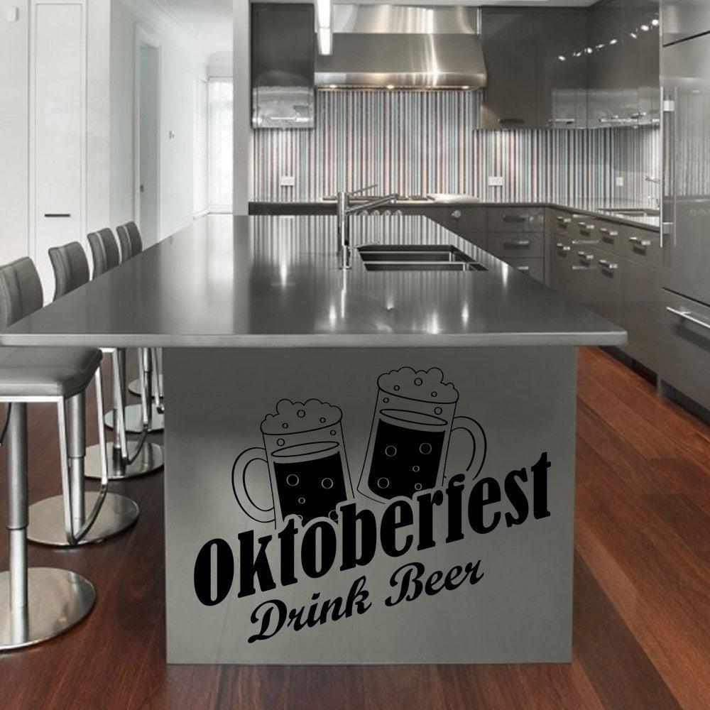 High-quality  Oktoberfest Drink Beer Vinyl Kitchen Wall Stickers Utensils Cutlery Restaurant Removable Wall Sticker Home Decoration