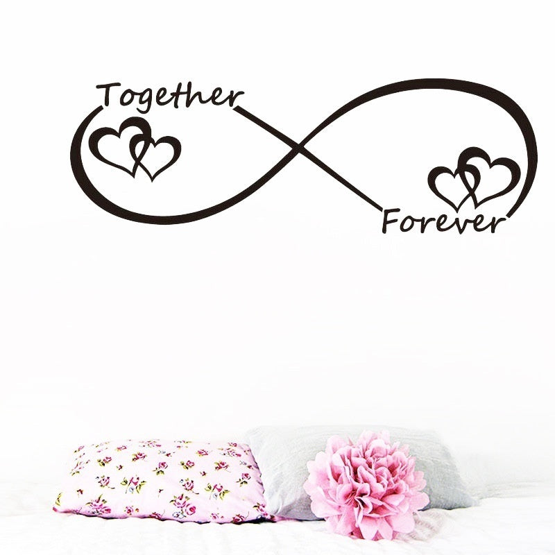 New Fashion  Together Forever Inspirational Quotes Wall Stickers Home Decoration Diy Study Room Bedroom Mural Art Vinyl Decals