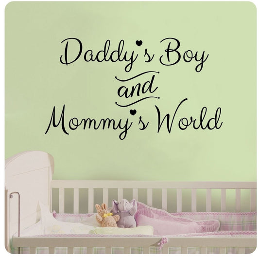 2018 NEW    Daddy's Boy and Mommy's World Wall Decal Sticker Art Mural Home Decor Quote Baby Nursery