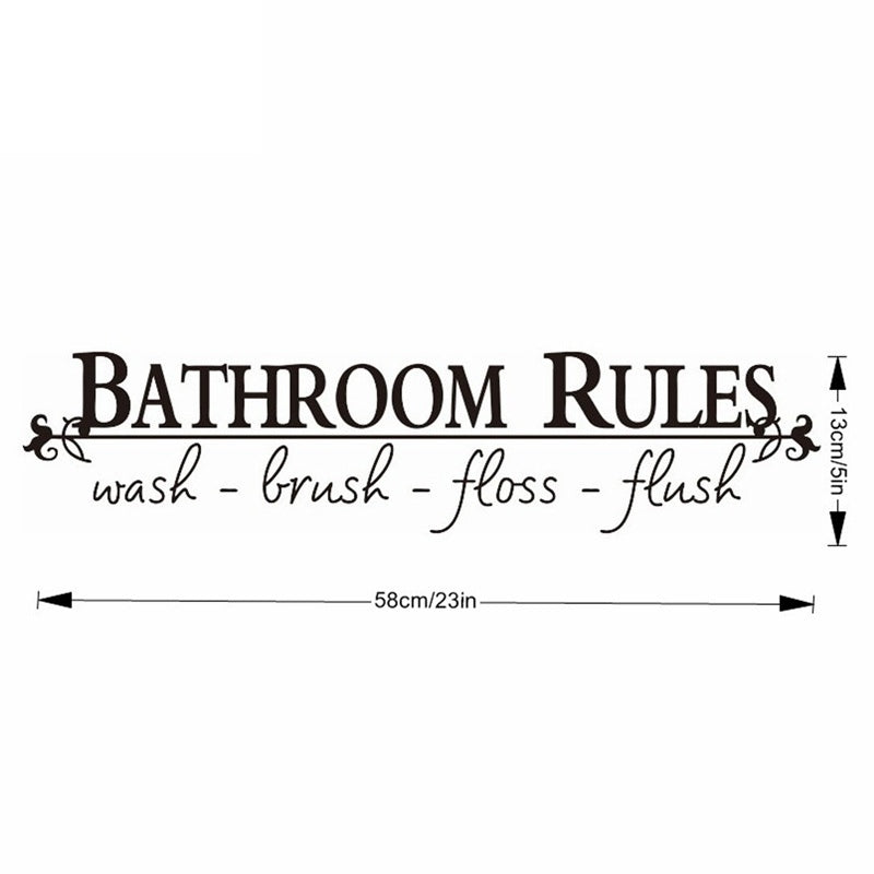 New Fashion  Bathroom Rules Quotes Stickers Home Decoration Creative Decals Removable Vinyl Wall Stickers Bedroom Living Room Murals