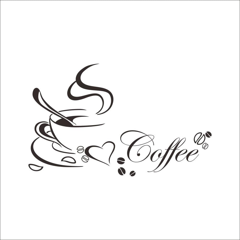 New Brand  Wall Decal DIY Decoration Coffee Cup Heart Wall Sticker/Home Sticker Decals