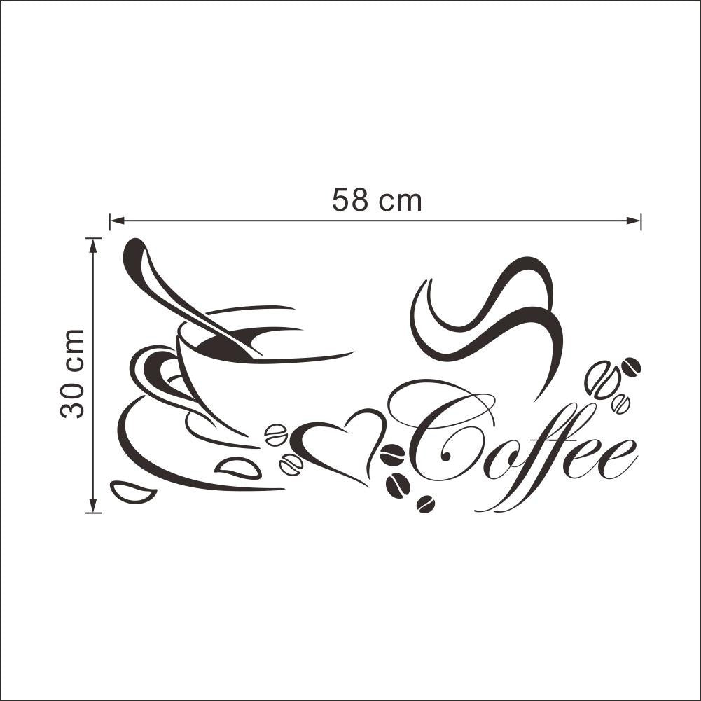 New Brand  Wall Decal DIY Decoration Coffee Cup Heart Wall Sticker/Home Sticker Decals