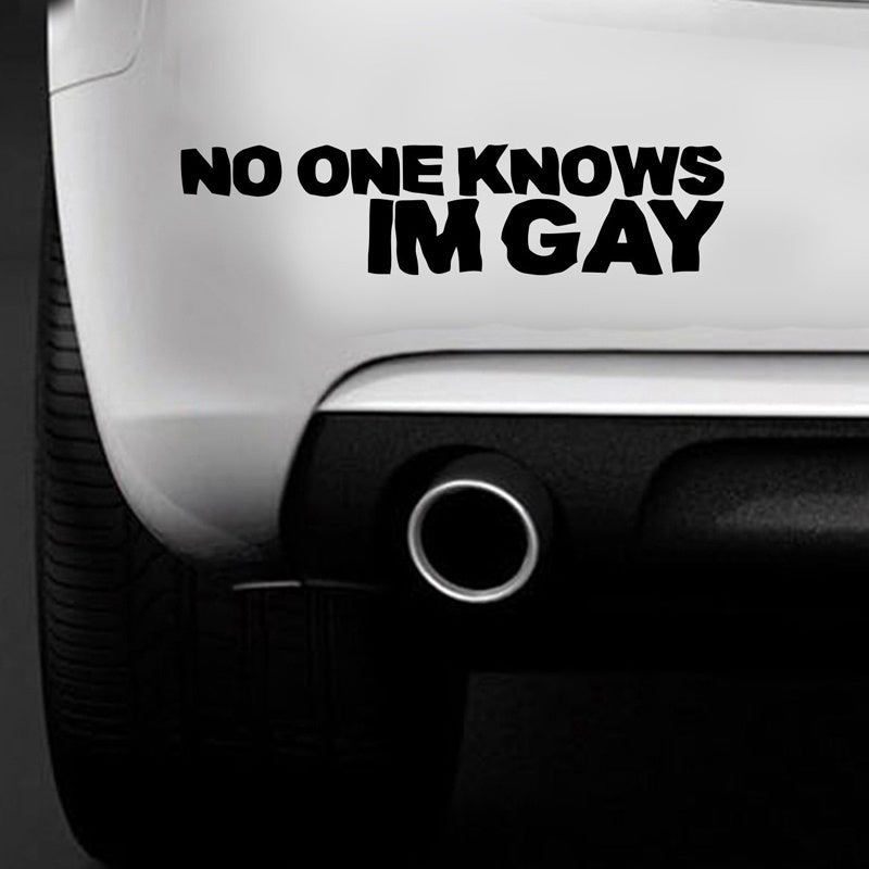 New Fashion   NO ONE KNOWS IM GAY Funny Car Bumper Sticker