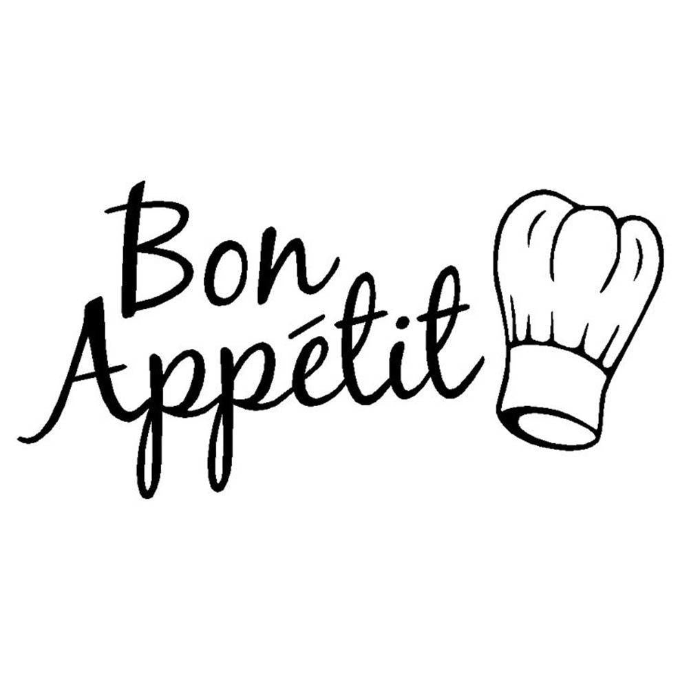 New Brand     bon appetit English letters carved dining kitchen wall stickers  (Color: Black)
