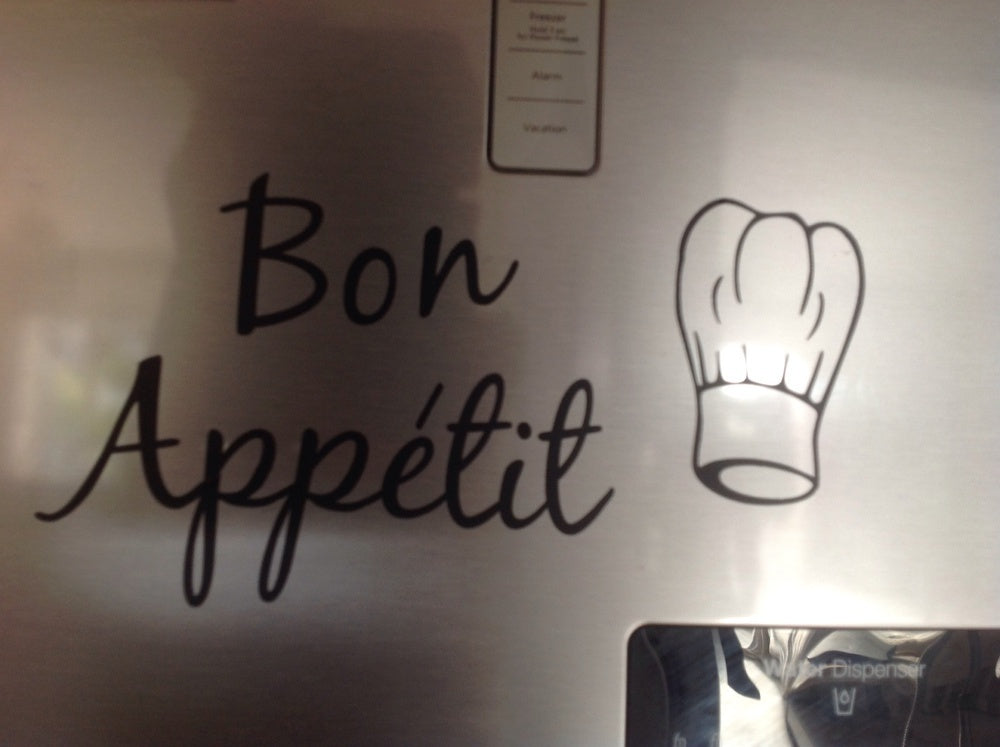 New Brand     bon appetit English letters carved dining kitchen wall stickers  (Color: Black)