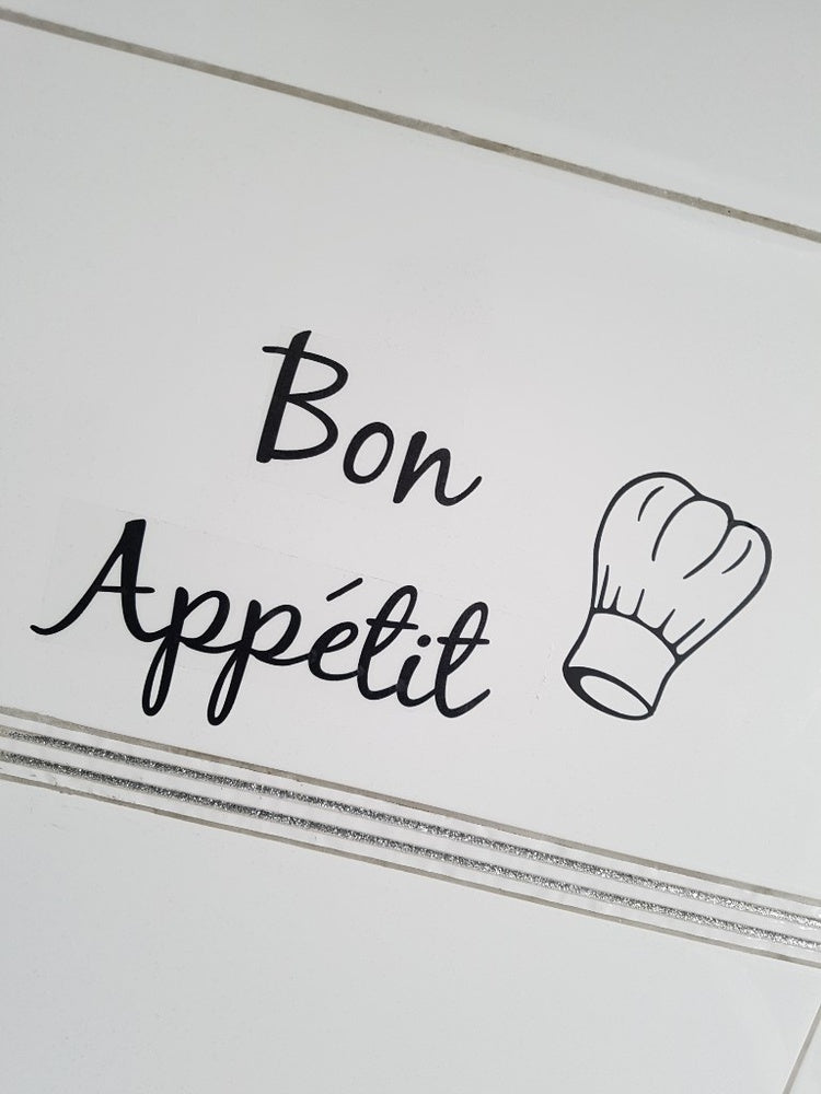 New Brand     bon appetit English letters carved dining kitchen wall stickers  (Color: Black)