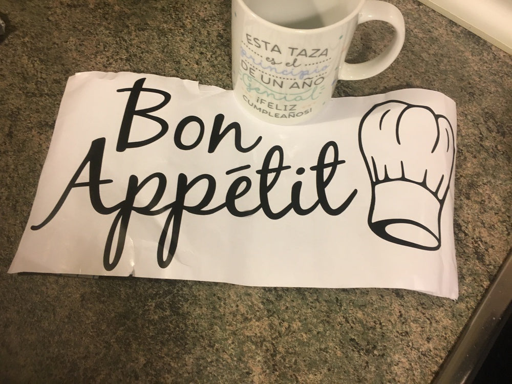 New Brand     bon appetit English letters carved dining kitchen wall stickers  (Color: Black)