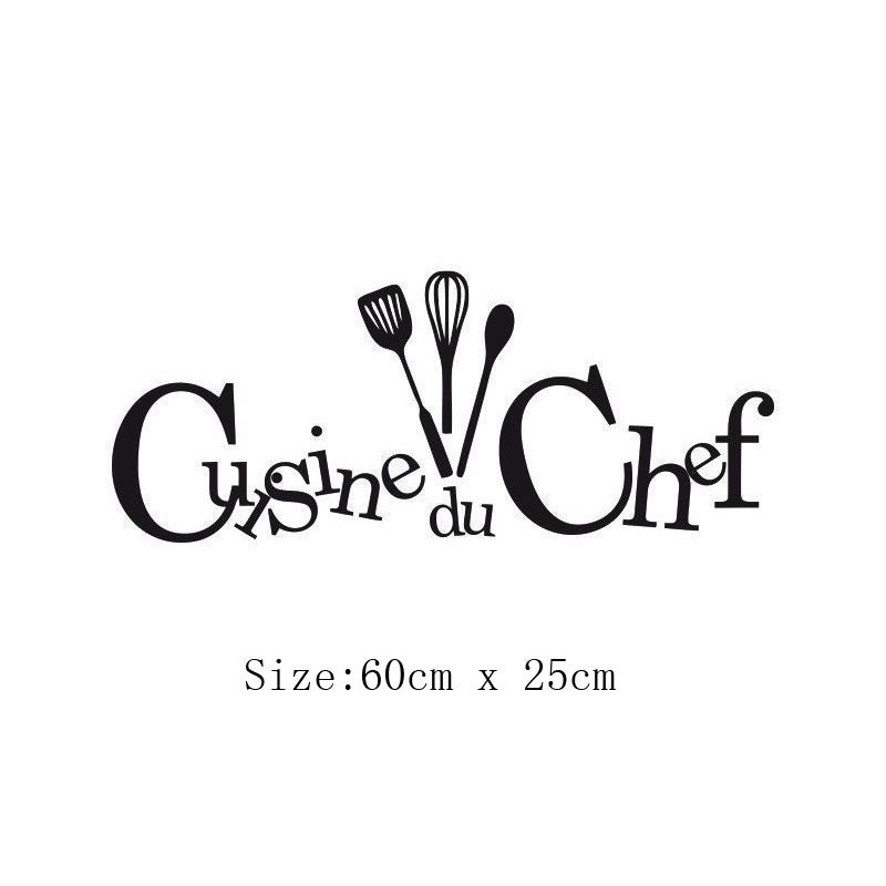2018 NEW   Cuisine du chef Art home decoration removable wall stickers PVC wallpaper waterproof (Color: Black)