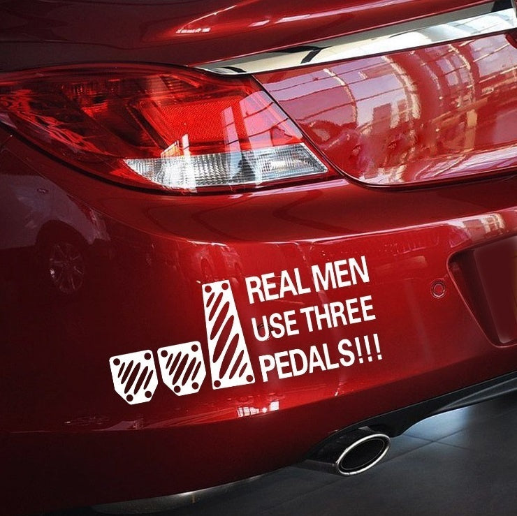 Funny REAL MAN USE THREE PEDALS Car Sticker Decal
