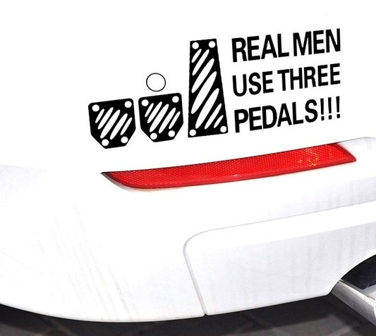 Funny REAL MAN USE THREE PEDALS Car Sticker Decal