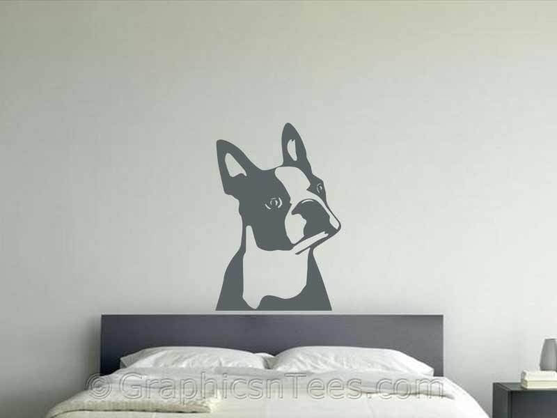 New Fashion   QT023 Cute Boston Terrier Dog Sticker, Bedroom Lounge Home Wall Art Sticker Decal Home Decor