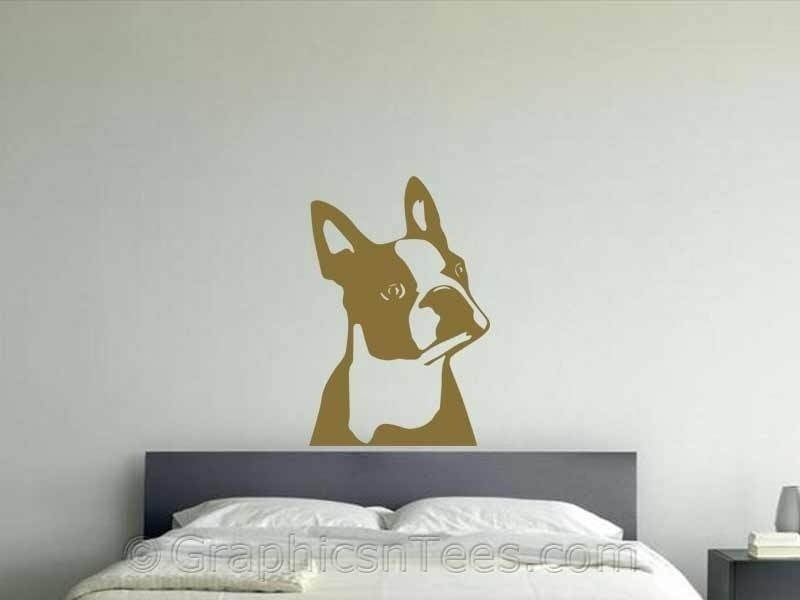 New Fashion   QT023 Cute Boston Terrier Dog Sticker, Bedroom Lounge Home Wall Art Sticker Decal Home Decor