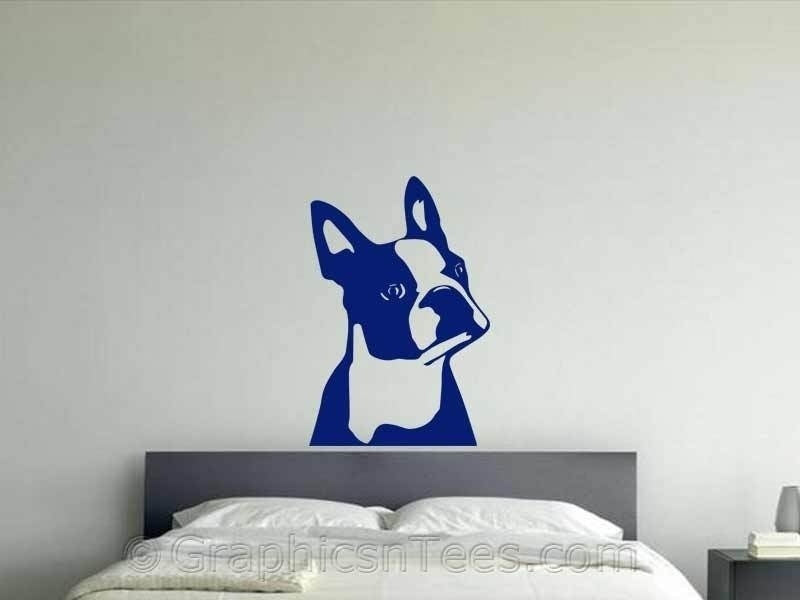 New Fashion   QT023 Cute Boston Terrier Dog Sticker, Bedroom Lounge Home Wall Art Sticker Decal Home Decor
