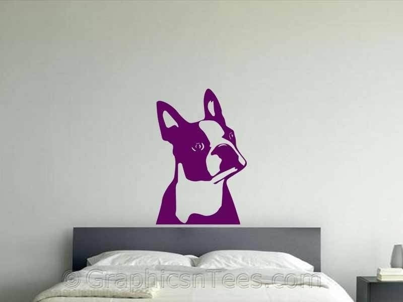 New Fashion   QT023 Cute Boston Terrier Dog Sticker, Bedroom Lounge Home Wall Art Sticker Decal Home Decor