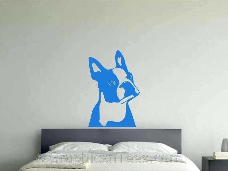 New Fashion   QT023 Cute Boston Terrier Dog Sticker, Bedroom Lounge Home Wall Art Sticker Decal Home Decor