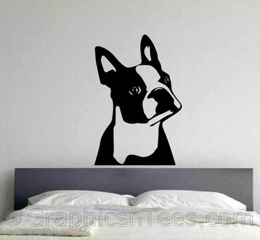 New Fashion   QT023 Cute Boston Terrier Dog Sticker, Bedroom Lounge Home Wall Art Sticker Decal Home Decor