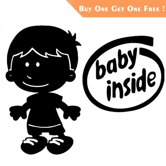 New Fashion   2Pcs 14.1X11.4CM Cute Safety Sign BABY INSIDE Funny Home Decor Sticker Vinyl Decal Cars Truck Laptop Window Motorcycle Wall Bumper Decor Gift Stickers