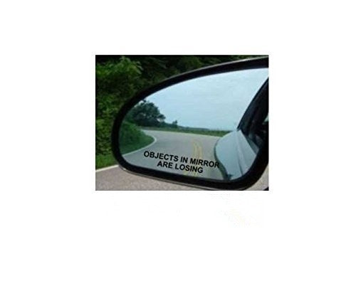 New Hot   (Pair) Objects in Mirror are Losing Decal BLACK Etched Glass Funny Sticker