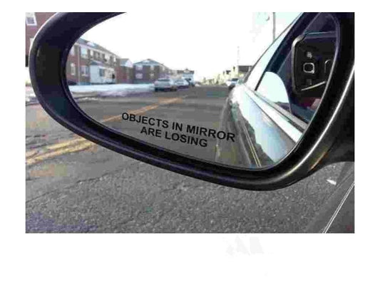 New Hot   (Pair) Objects in Mirror are Losing Decal BLACK Etched Glass Funny Sticker