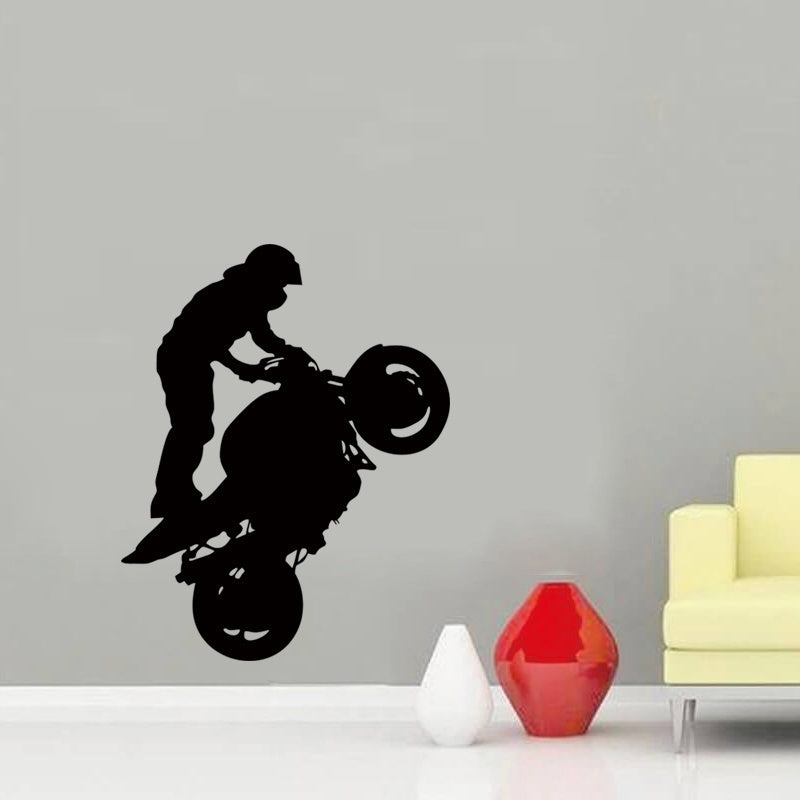 New Brand  Motorbike Stunt Wall Art Stricker Wall Decal Home Decoration Wall Mural For Boys Room DIY