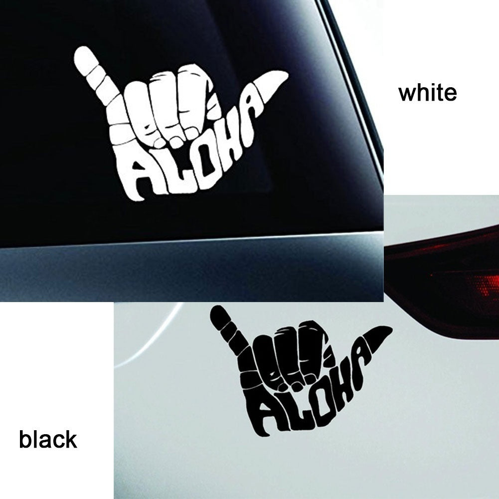 Aloha Shaka Hand Symbol Decal Funny Car Truck Sticker Window (Color: White)