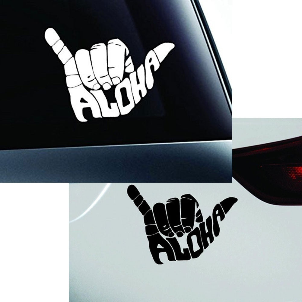 Aloha Shaka Hand Symbol Decal Funny Car Truck Sticker Window (Color: White)