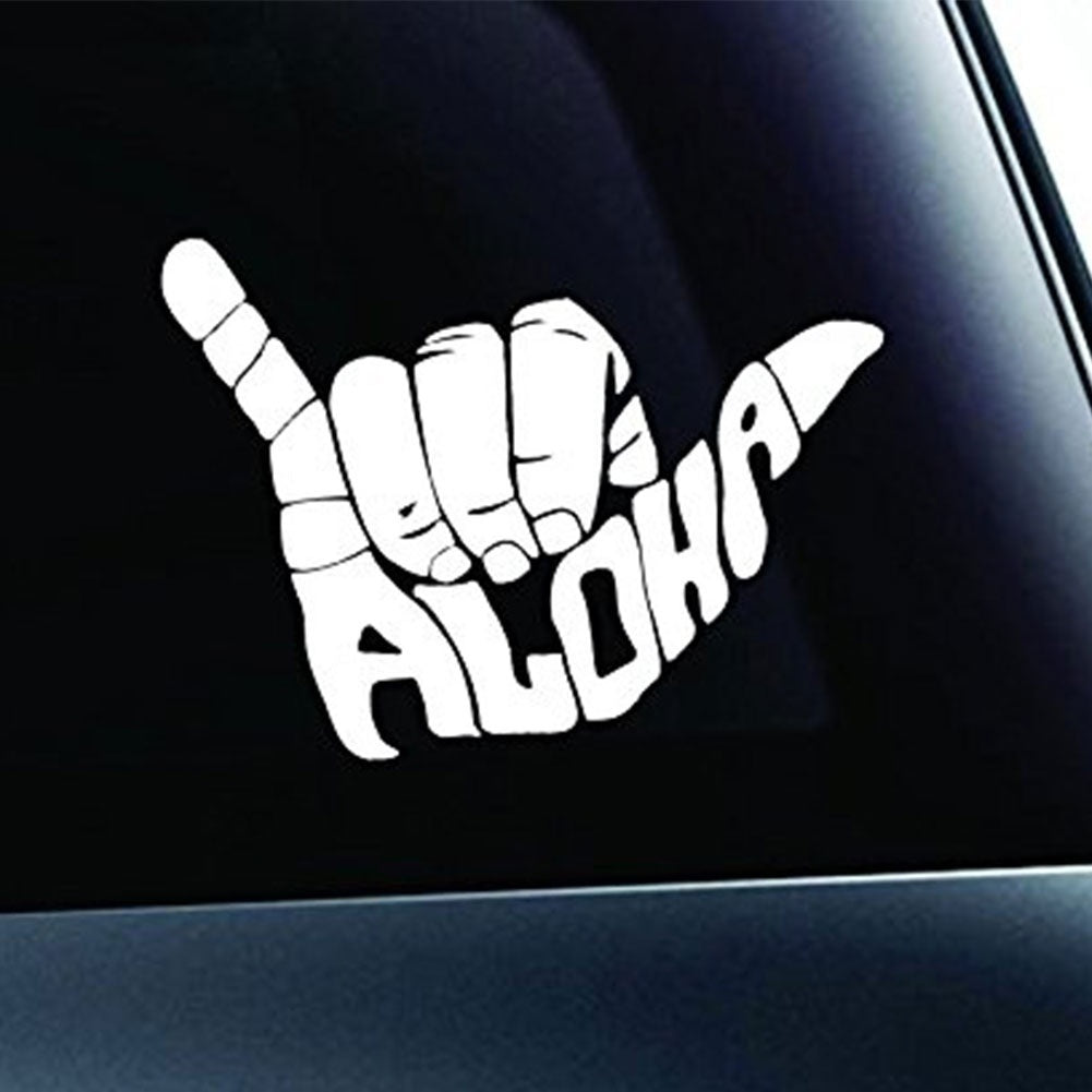 Aloha Shaka Hand Symbol Decal Funny Car Truck Sticker Window (Color: White)