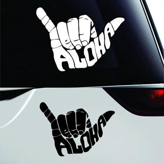 Aloha Shaka Hand Symbol Decal Funny Car Truck Sticker Window (Color: White)