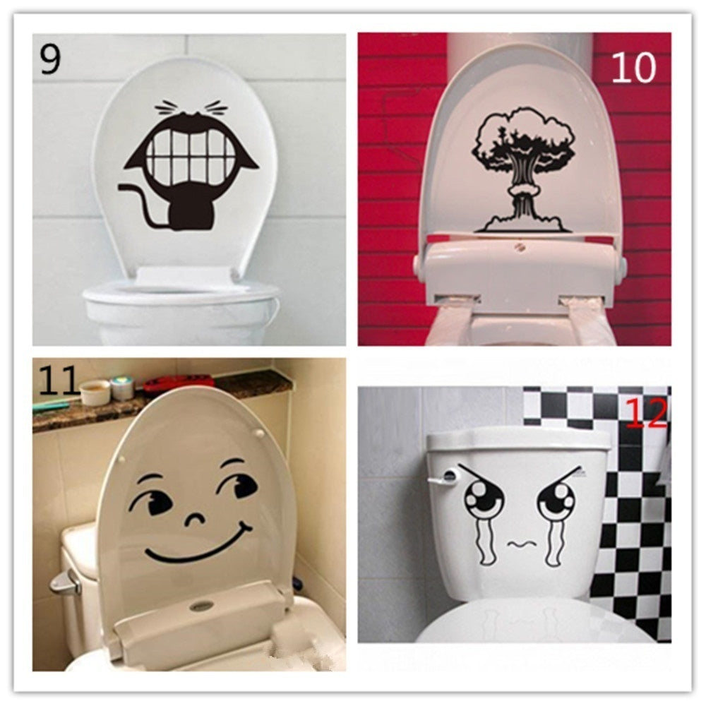 2018 NEW   1Pcs DIY Home Decoration Wall Decal Funny Bathroom Stickers Toilet Sticker Cartoon Wall Sticker Art Mural Pattern Fridge Sticker